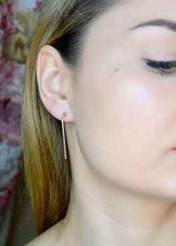 Złote kolczyki 585 wiszące patyczki KL 8100 585. Złote kolczyki wykonane z najwyższej jakości żółtego złota, próba 585, waga około 1,66 gram (5).JPG
